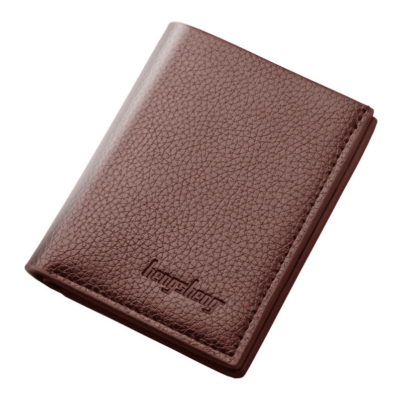 Men's Short Lychee Pattern Thin Korean Style Men's Wallets