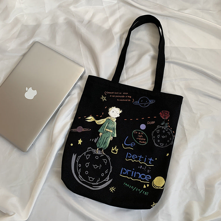 Canvas Female Cute Literary Fresh Cartoon Large Shoulder Bags