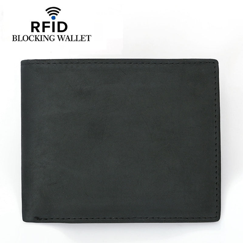 Layer Crazy Horse Skin Leather For Man Two Fold Men's Wallet
