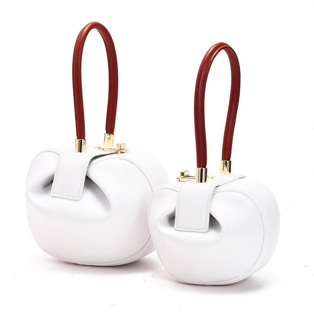 Women's Versatile Design Vintage Wonton Dumpling Genuine Handbags