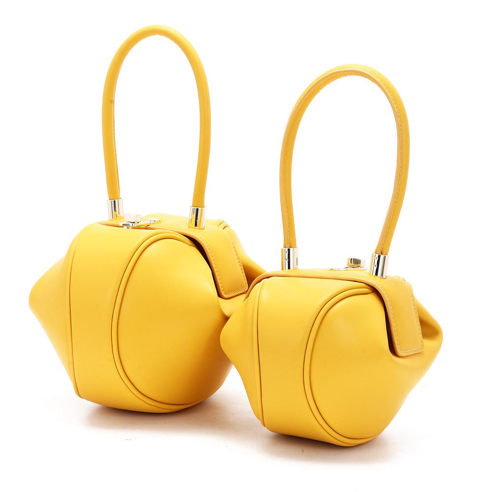 Women's Versatile Design Vintage Wonton Dumpling Genuine Handbags