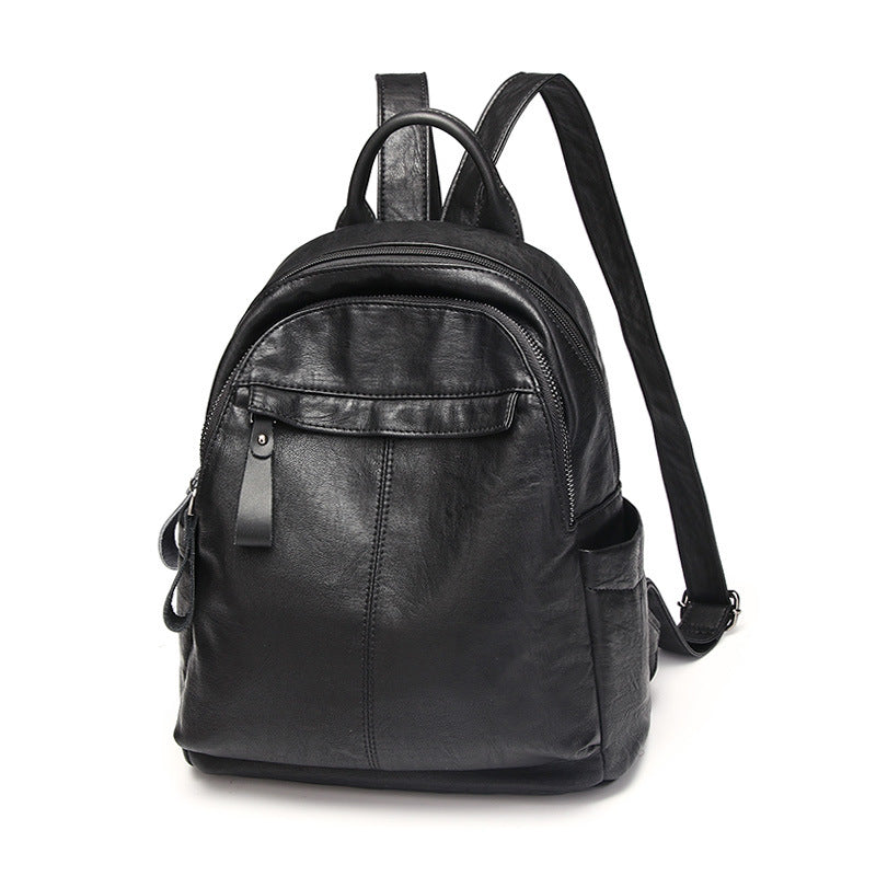 Women's Korean Fashionable Stylish Soft Leather Simple Backpacks