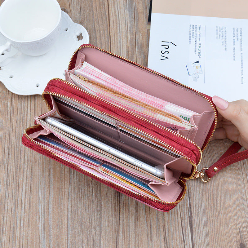 Women's Zip Long Fashion Contrast Color Mother Large Capacity Handbags