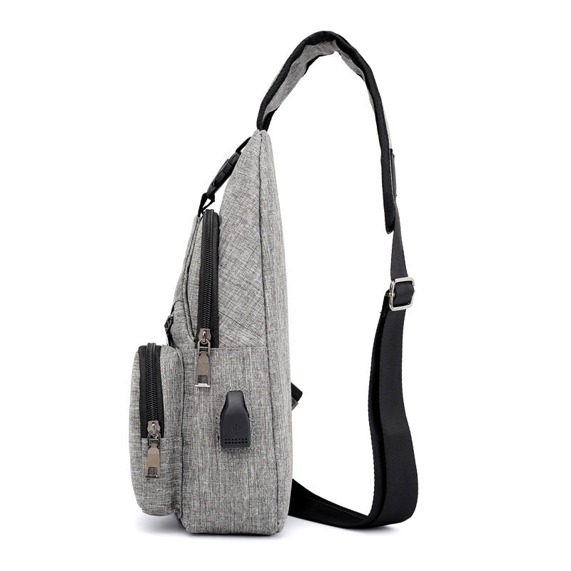 Men's Korean Style For Charging Canvas Men's Chest Bags