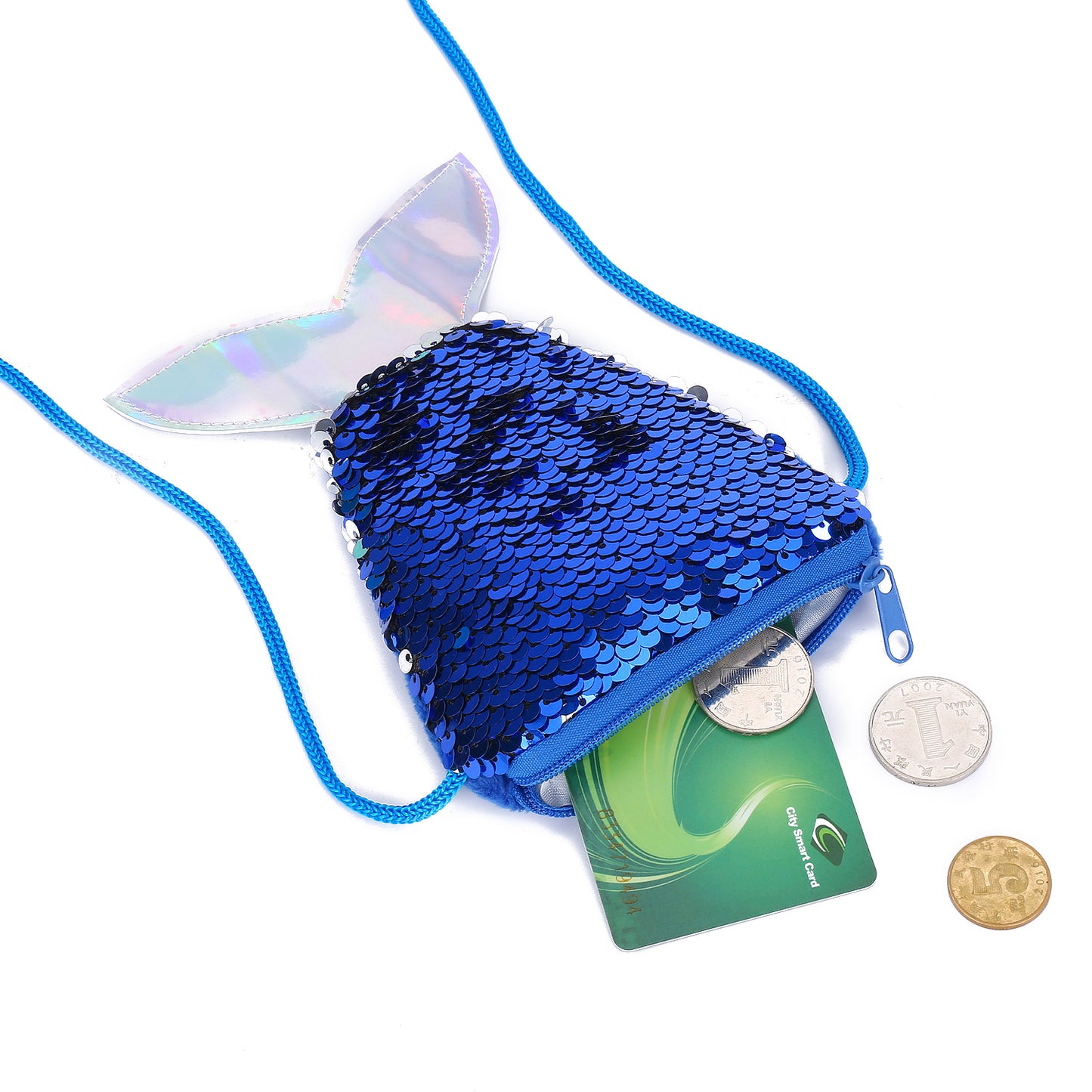 Creative Fish Tail Sequined Lanyard Mermaid Ladies Wallets