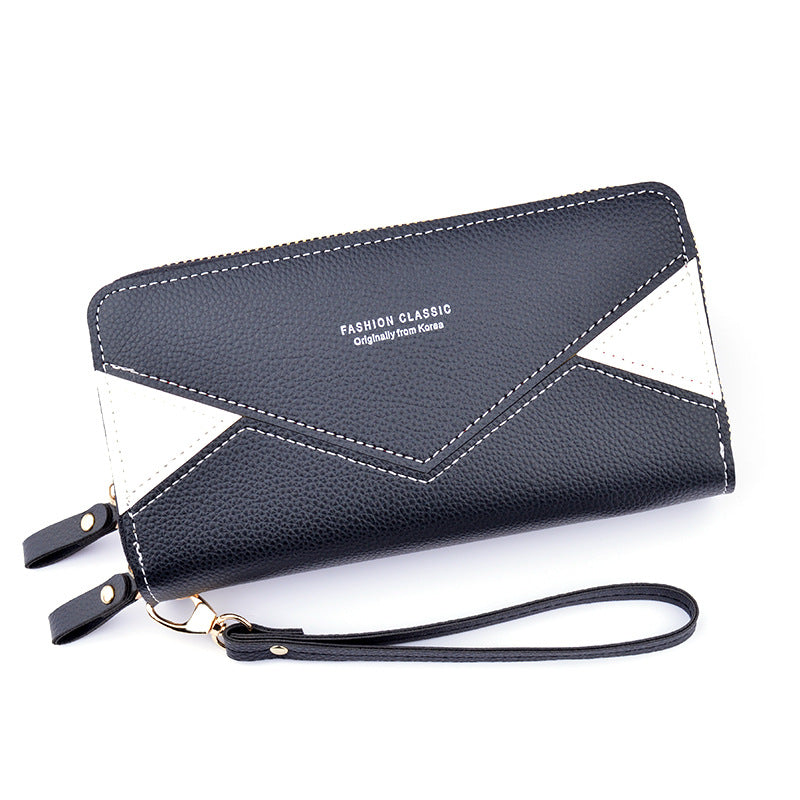Women's Zip Long Fashion Contrast Color Mother Large Capacity Handbags