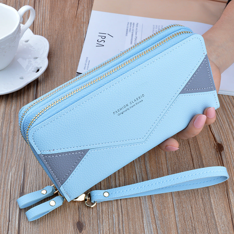 Women's Zip Long Fashion Contrast Color Mother Large Capacity Handbags