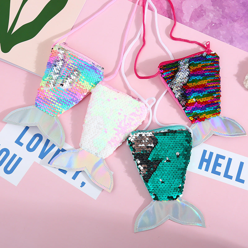 Creative Fish Tail Sequined Lanyard Mermaid Ladies Wallets