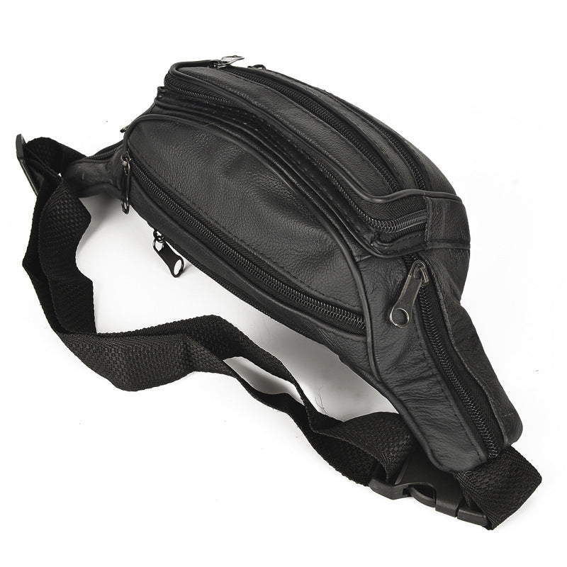 Men's Large Leather Cowhide Waterproof Capacity Mobile Men's Waist Packs