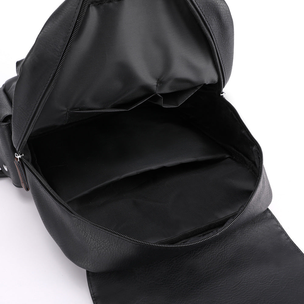 Men's Large Capacity Korean Computer Fashion Leather Backpacks