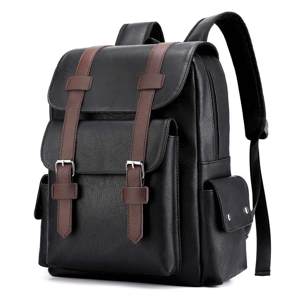 Men's Large Capacity Korean Computer Fashion Leather Backpacks