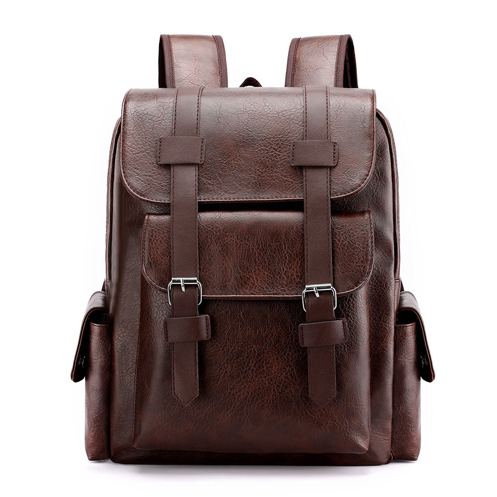 Men's Large Capacity Korean Computer Fashion Leather Backpacks