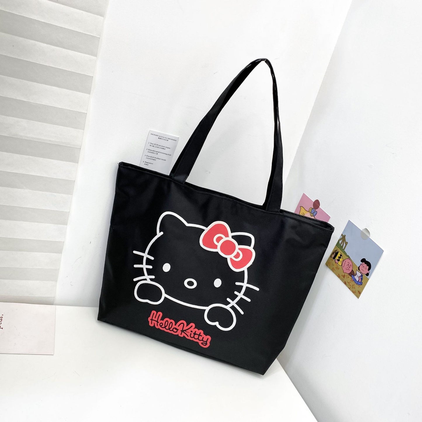 Women's Canvas Printed Simple Portable Large Capacity Shopping Bags