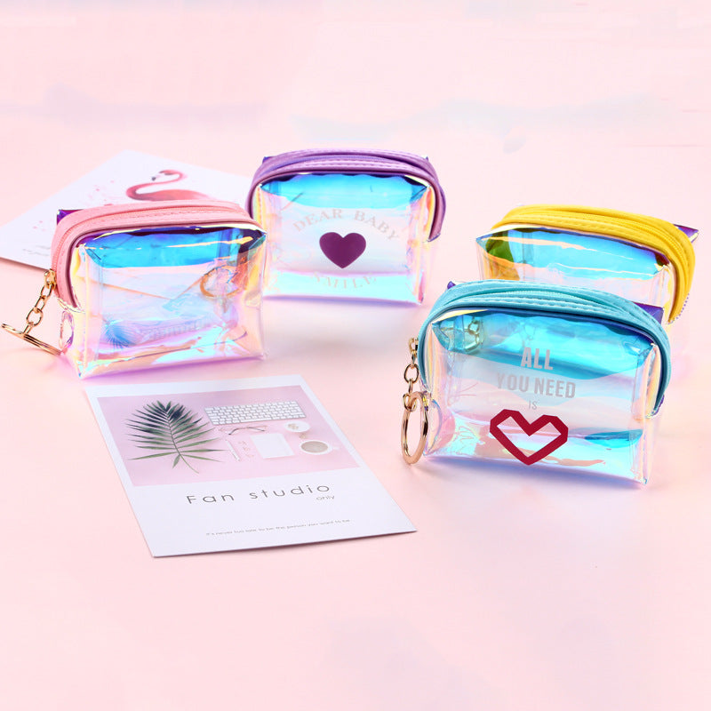 Women's Transparent Laser Korean Style Octagonal Cable Coin Purses