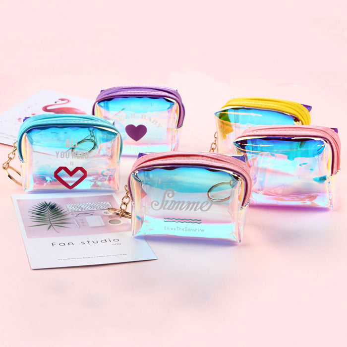 Women's Transparent Laser Korean Style Octagonal Cable Coin Purses