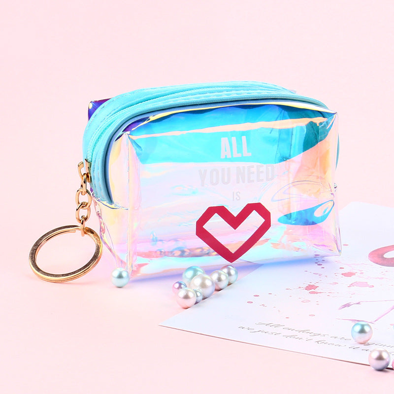 Women's Transparent Laser Korean Style Octagonal Cable Coin Purses
