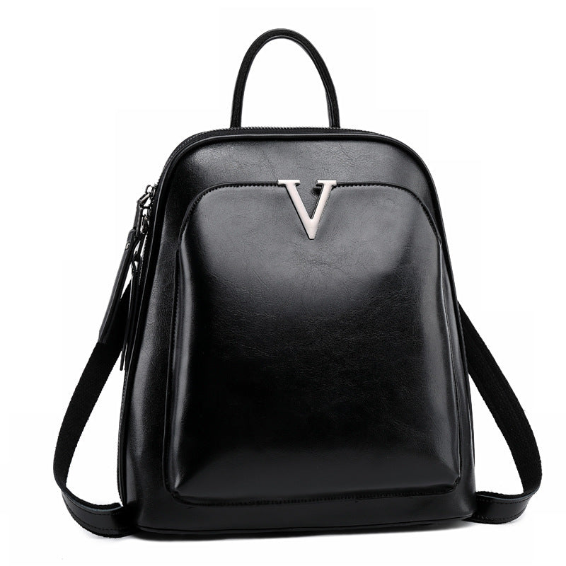 Women's Leather Fashion Oil Wax Cowhide Retro Backpacks