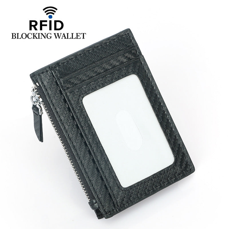 Zipper Carbon Fiber Pattern Credit Multifunctional Coin Purses