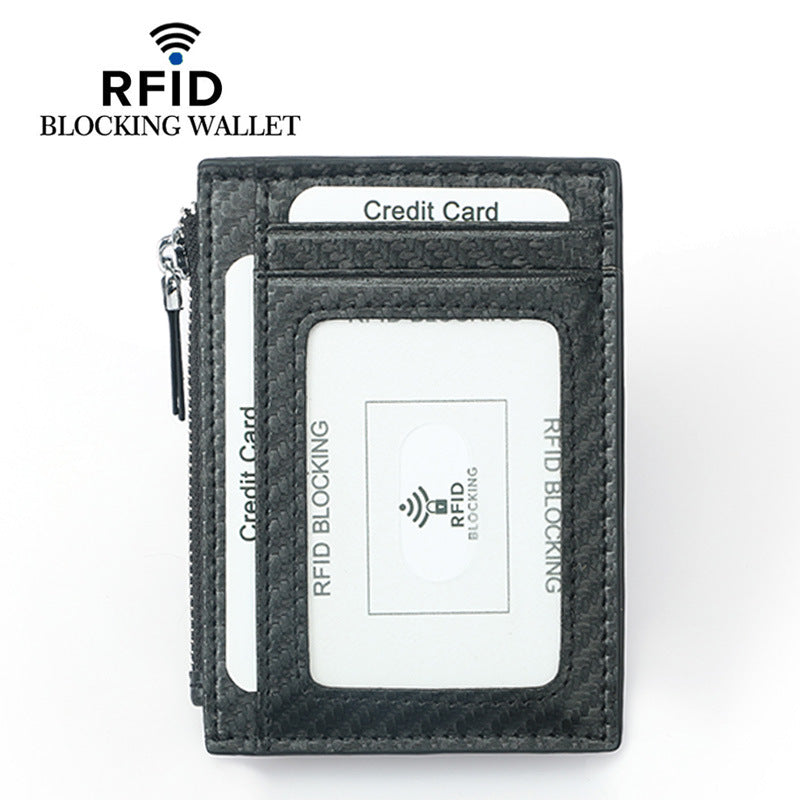 Zipper Carbon Fiber Pattern Credit Multifunctional Coin Purses