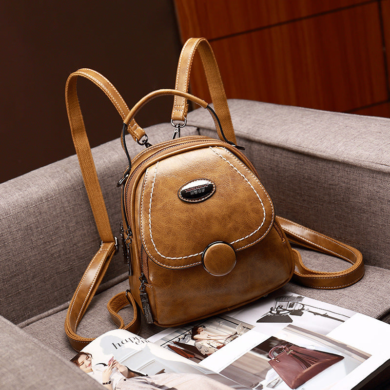 Women's Paul Summer Retro Soft Leather Large Backpacks