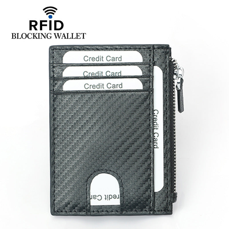 Zipper Carbon Fiber Pattern Credit Multifunctional Coin Purses