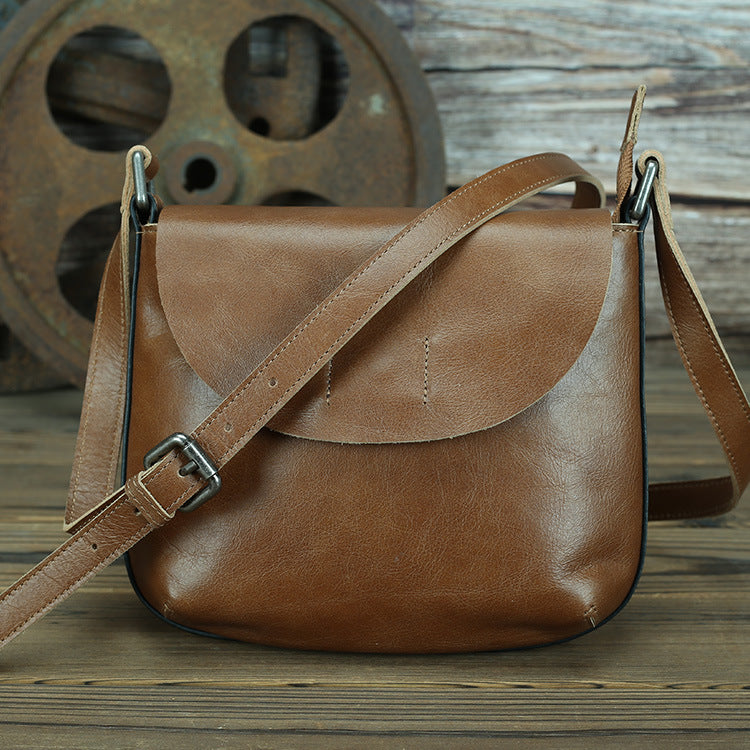 Women's Genuine Leather First Layer Cowhide Retro Simple Pouch Male And Shoulder Bags