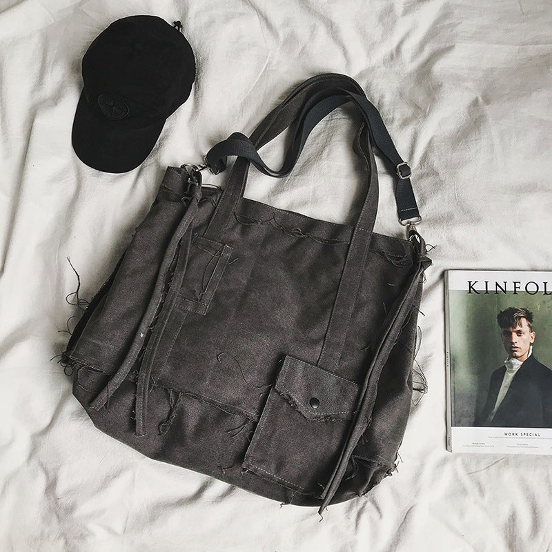 Women's & Men's Distressed Retro Hip Hop Irregular Canvas Women's Shoulder Bag