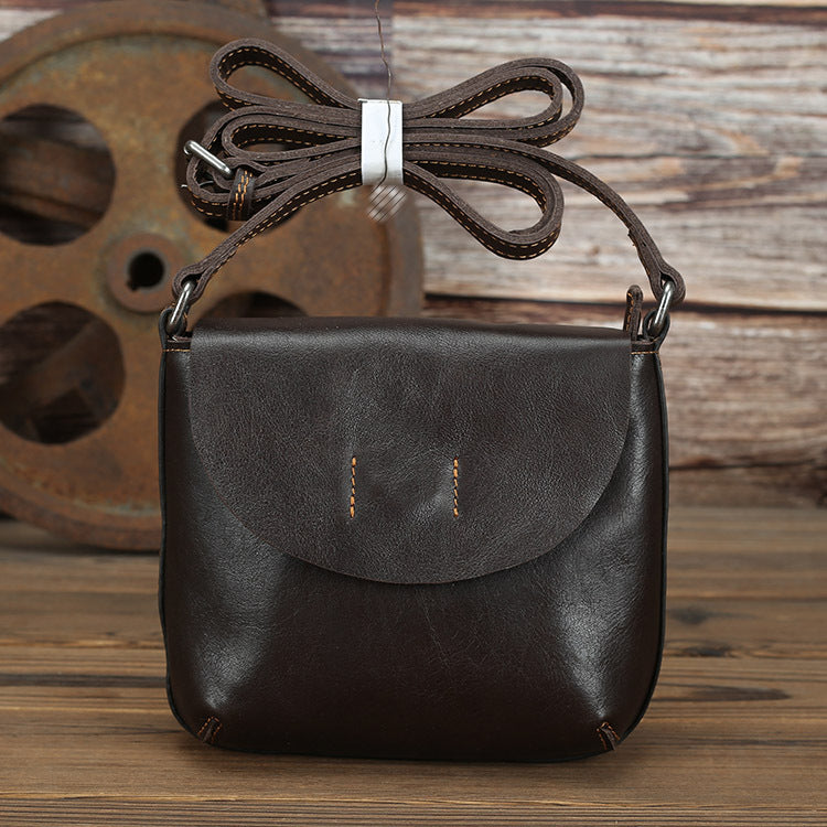 Women's Genuine Leather First Layer Cowhide Retro Simple Pouch Male And Shoulder Bags