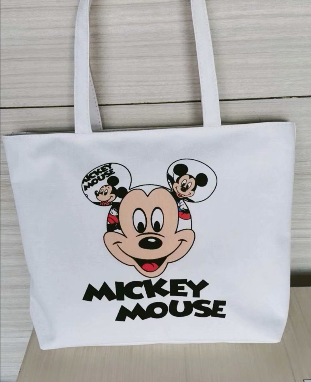 Women's Canvas Printed Simple Portable Large Capacity Shopping Bags