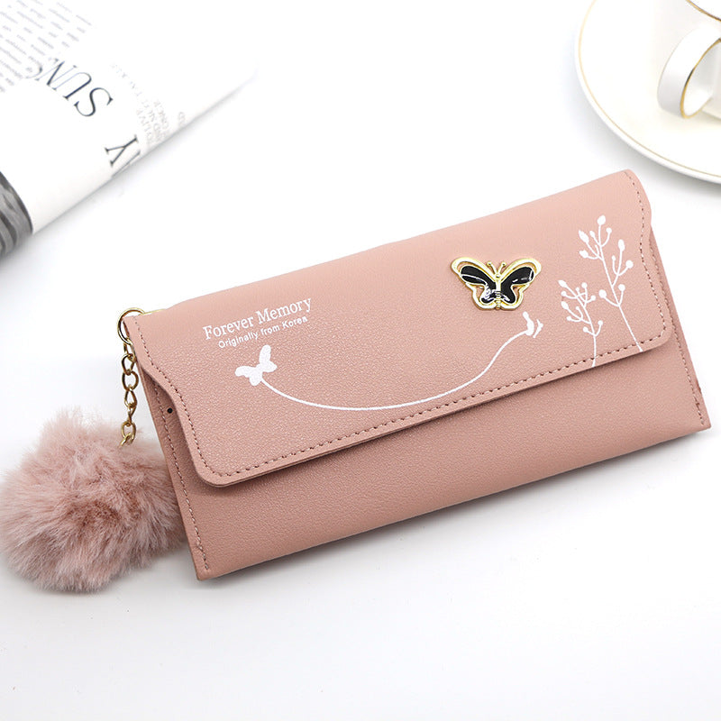 Women's Elegant Long Butterfly Simple Flowers Change Ladies Wallets