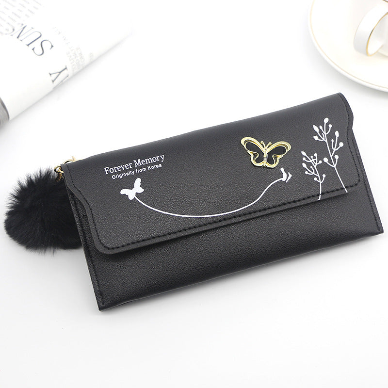 Women's Elegant Long Butterfly Simple Flowers Change Ladies Wallets