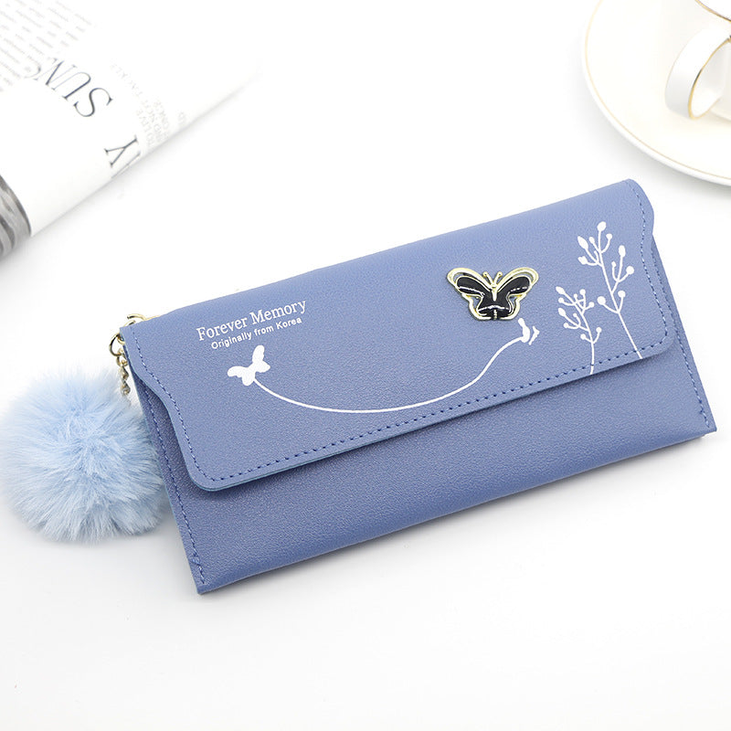 Women's Elegant Long Butterfly Simple Flowers Change Ladies Wallets