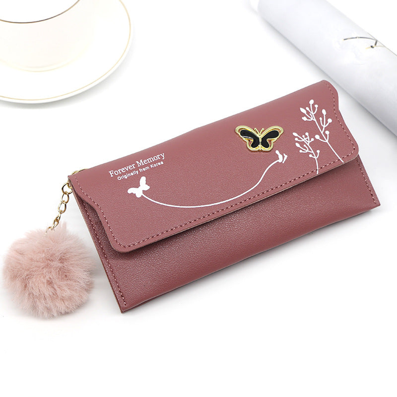 Women's Elegant Long Butterfly Simple Flowers Change Ladies Wallets