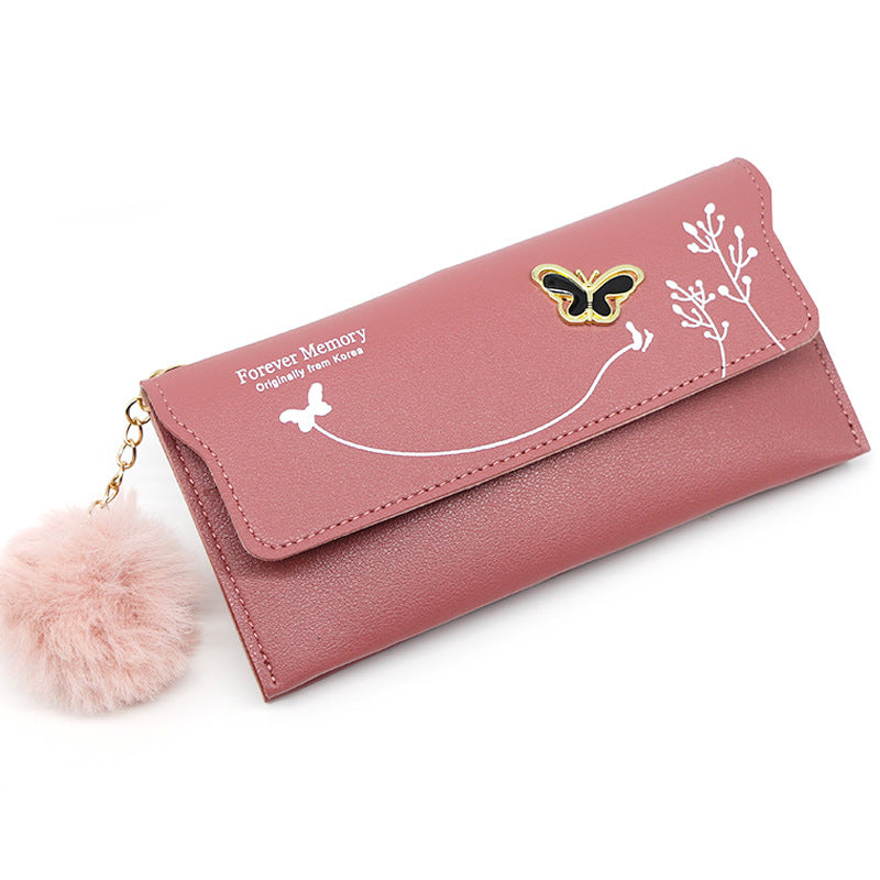 Women's Elegant Long Butterfly Simple Flowers Change Ladies Wallets