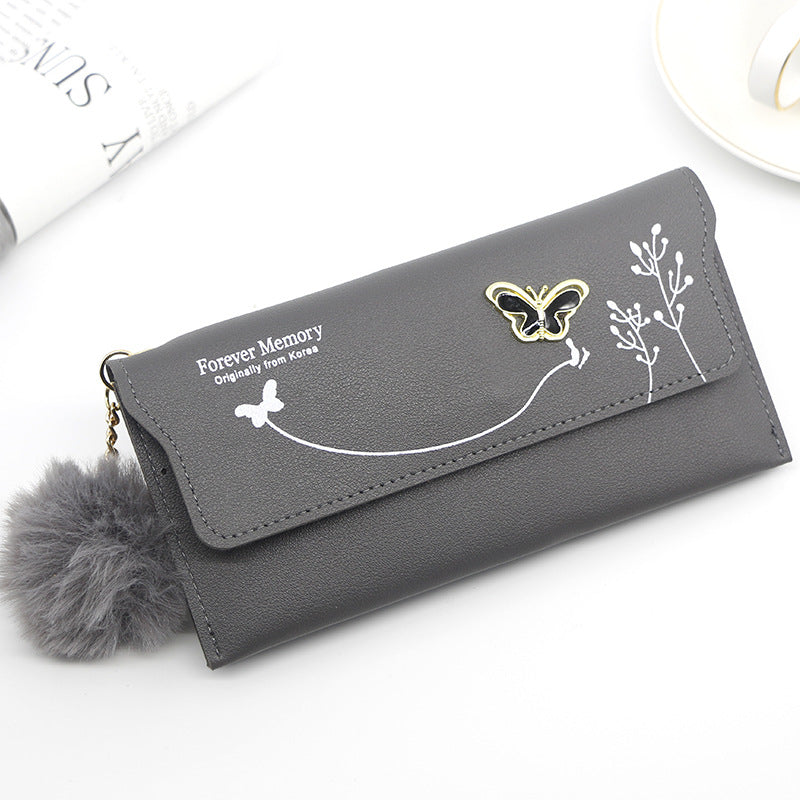 Women's Elegant Long Butterfly Simple Flowers Change Ladies Wallets