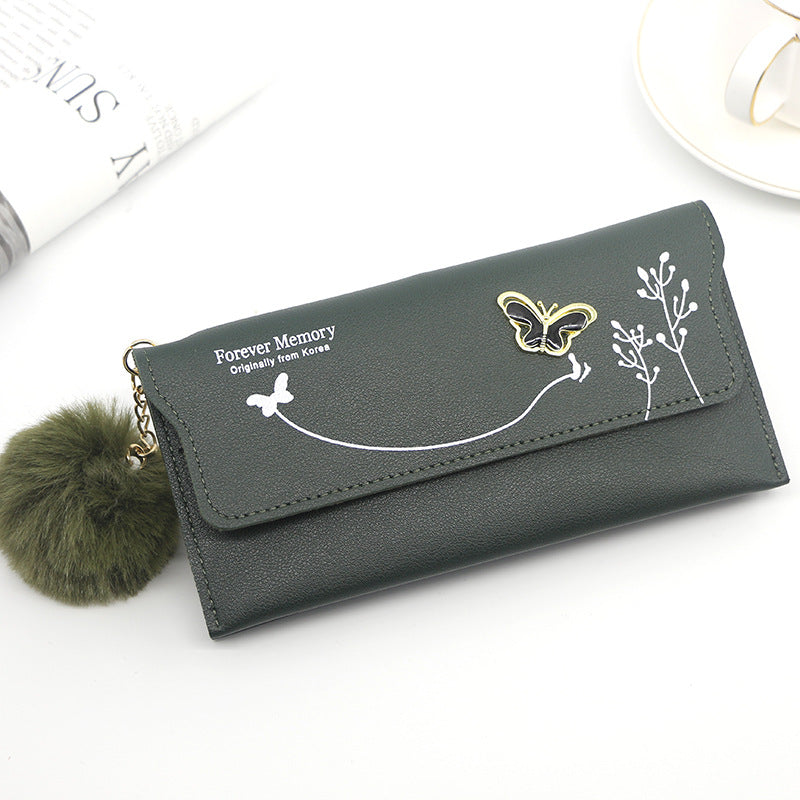 Women's Elegant Long Butterfly Simple Flowers Change Ladies Wallets