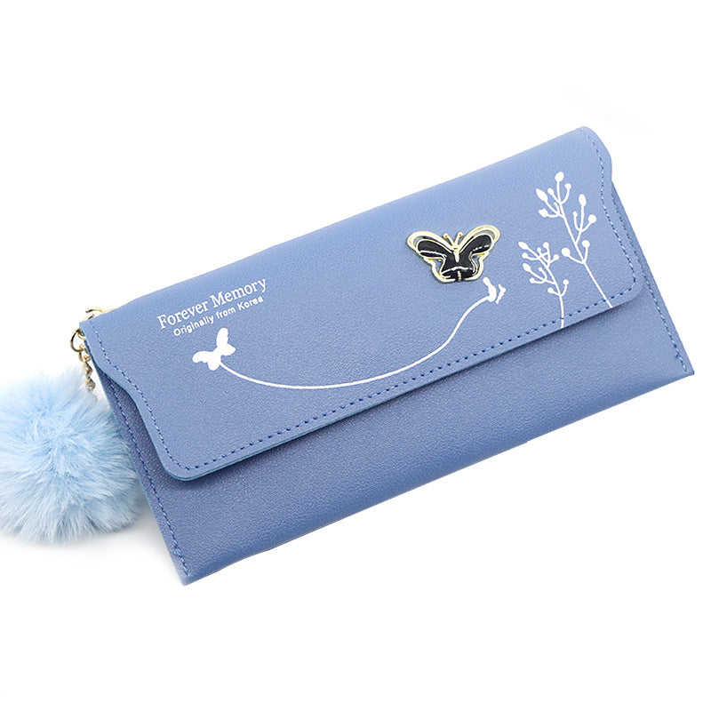 Women's Elegant Long Butterfly Simple Flowers Change Ladies Wallets