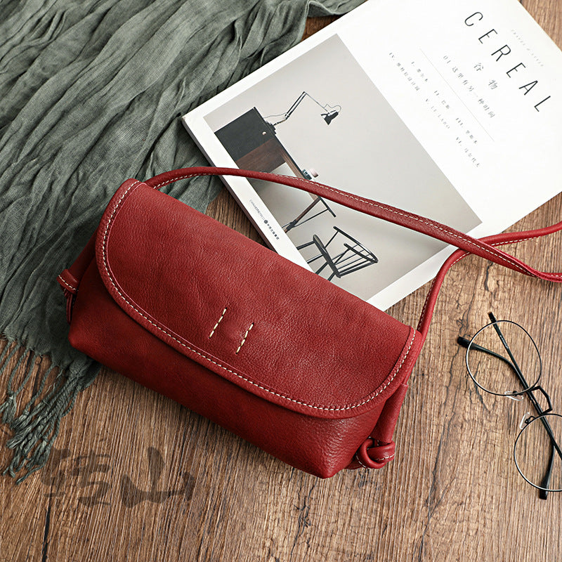 Women's Leather Cross-section Soft Vegetable Tanned Retro Crossbody Bags