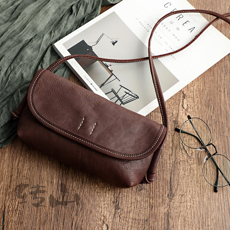 Women's Leather Cross-section Soft Vegetable Tanned Retro Crossbody Bags