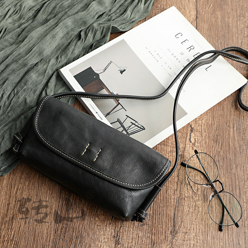 Women's Leather Cross-section Soft Vegetable Tanned Retro Crossbody Bags