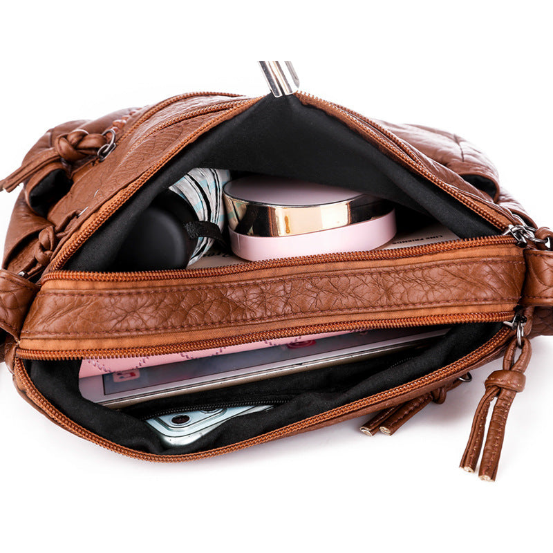 Women's Fashion Soft Leather Textured Large Capacity Shoulder Bags