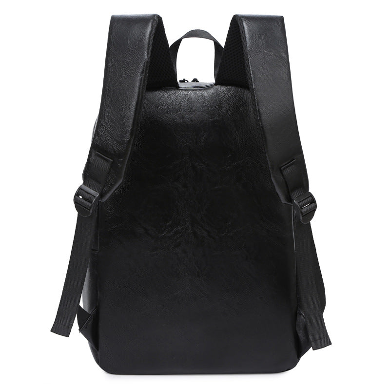 Men's Fashion Green Simple Leather Computer Backpacks