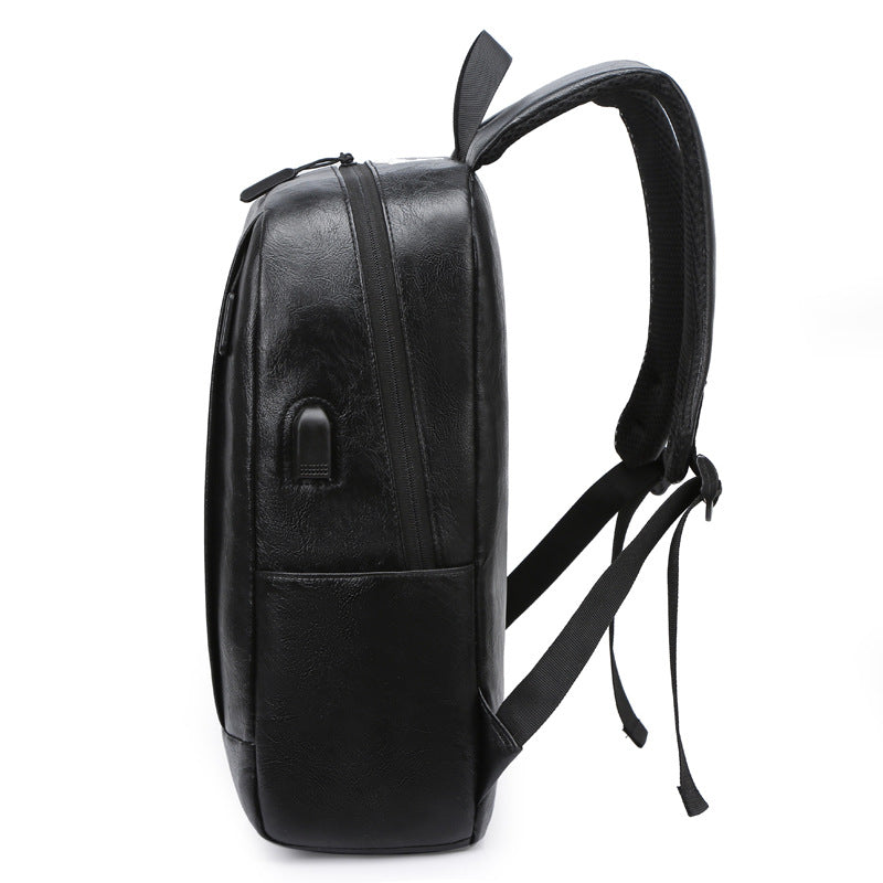 Men's Fashion Green Simple Leather Computer Backpacks