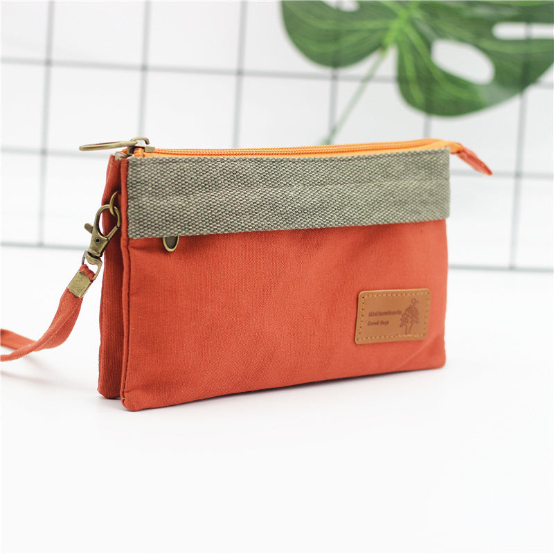 Women's Pure Color Cotton Cosmetics Canvas Handbags