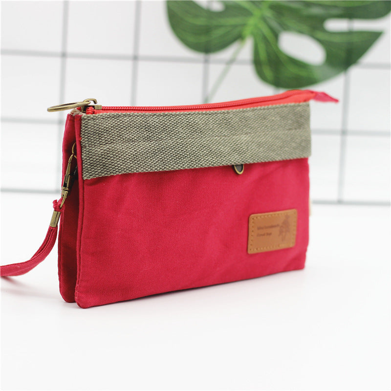 Women's Pure Color Cotton Cosmetics Canvas Handbags