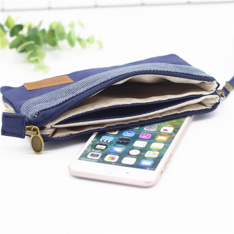 Women's Pure Color Cotton Cosmetics Canvas Handbags
