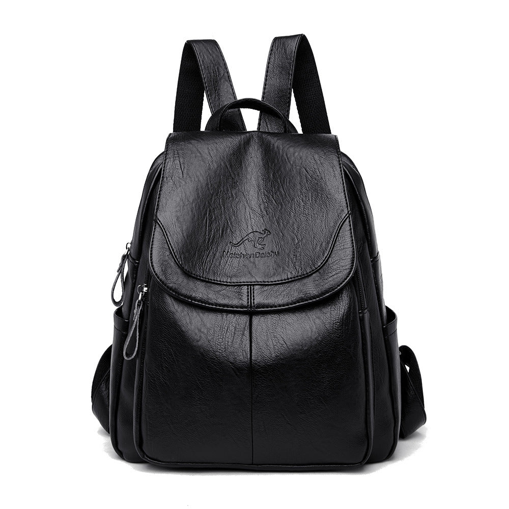 Women's Large Capacity Soft Leather Korean Style Backpacks