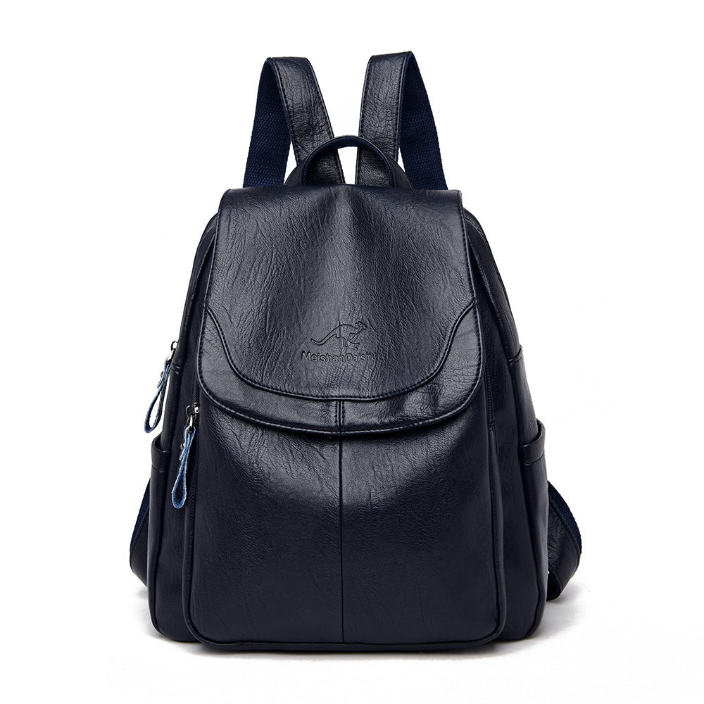 Women's Large Capacity Soft Leather Korean Style Backpacks