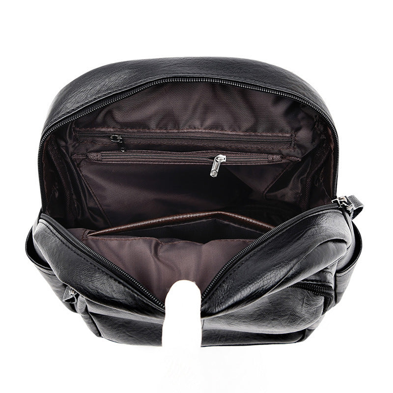 Women's Large Capacity Soft Leather Korean Style Backpacks
