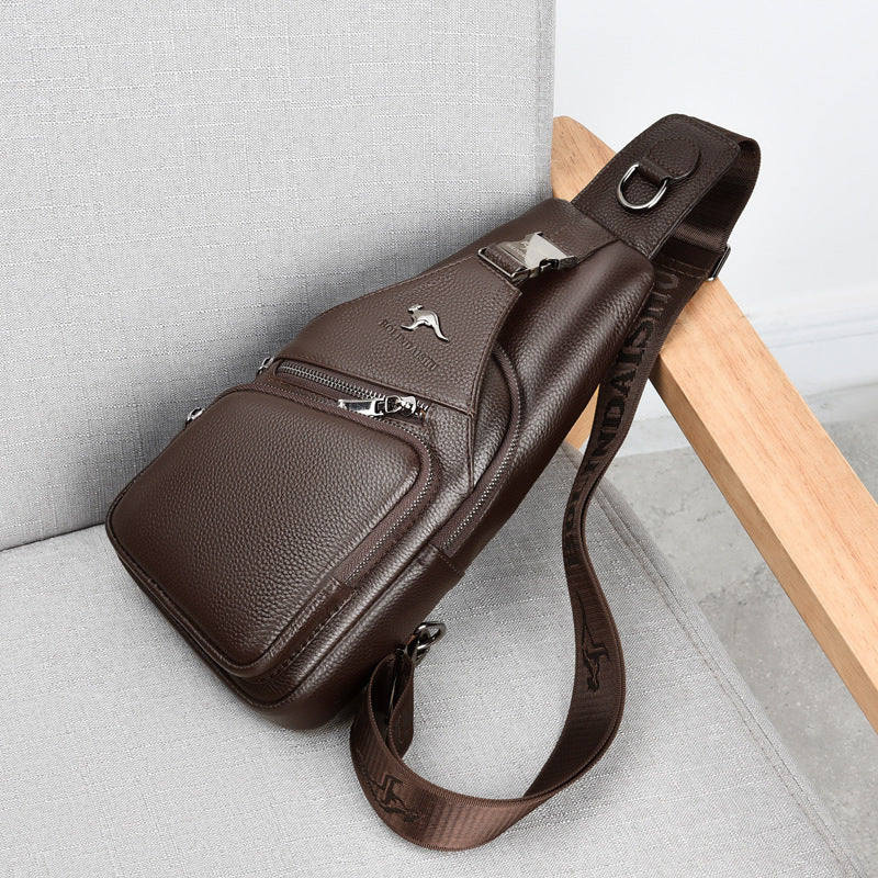 Men's Durable First Layer Cowhide Leather Men's Chest Bags
